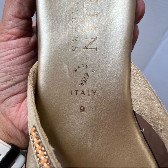 Italian Shoemakers Jewel Bead Gold Wedge Sandals Size 9 - Picture 11 of 13